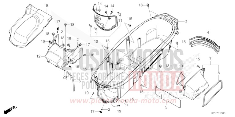 COMPARTIMENT A BAGAGES von ADV 350 SPANGLE SILVER METALLIC (NHA49) von 2023